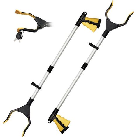 Outils de ramassage,2pcs pince ramasse objet 32 pliable magnétique,pince telescopique,outillage de jardin, pince de préhension pour seniors ou handicapés (jaune) (1/4)