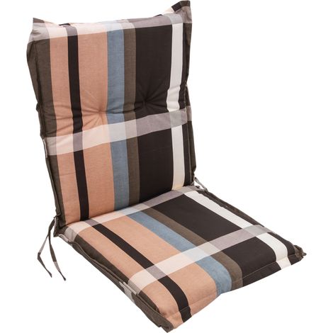 Universal Niedriglehner Polster Auflage 100 x 50 cm - Burgas - Gartenstuhl Niederlehner Kissen mit Karo-Muster braun