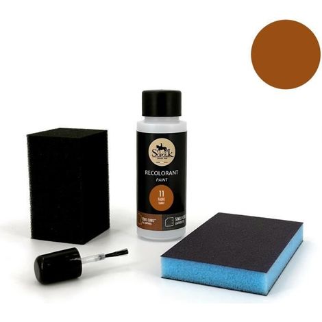 Kit de retoque de pintura para cuero/piel sintética (11-FAUVE) - SOFOLK - Mantenimiento para asientos y volantes de coche, sofás, zapatos. (1/4)