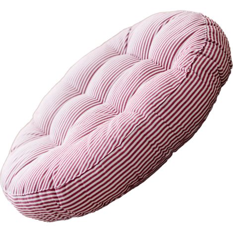 Coussin rond en coton et lin rayé gris - 47 cm (1/5)