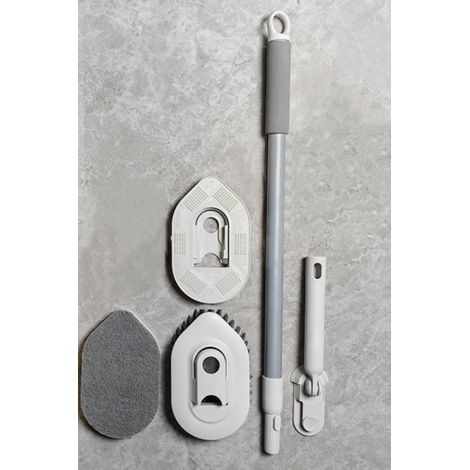 2-in-1-Reinigungsbürste für Badewanne und Fliesen mit langem Griff, abnehmbarer Scheuerbürste mit steifen Borsten und Schwammkopf für Badezimmer, Wanne, Boden (1/5)