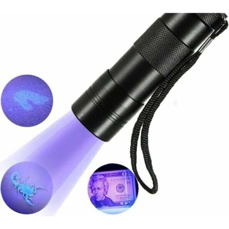 Lampe de poche UV, détecteur d'urine pour animaux de compagnie à lumière noire UV 12 LED, lampe de poche UV pour trouver les endroits secs (1/2)
