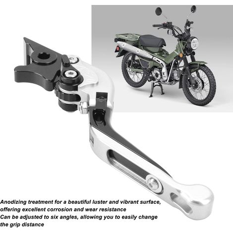 Palancas de freno retráctiles de aluminio CNC T6063 para Honda C125 Super Cub 110 CT125 Hunter Cub DAX125 ST125 - 6 posiciones, color plata. (1/5)