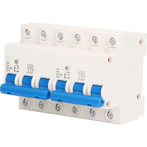 Disjoncteur double, rail de guidage DIN, micro-verrouillage, inverseur manuel 3P+3P 4500 A, 400 V CA, 63 A (1/5)