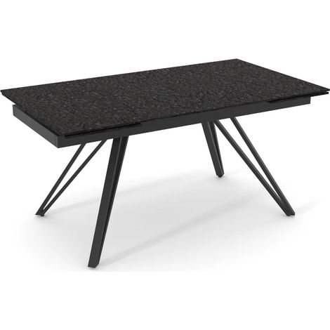 Table extensible 160 à 240 cm verre bullé gris anthracite pieds V - ATLANTA 10