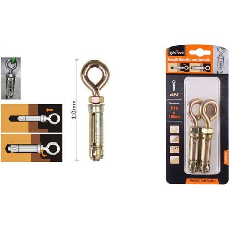 Kaela - Set 2pz Tasselli Metallici Occhiello Bulloni M10x110mm Accessori Minuteria 91050 - (1/2)