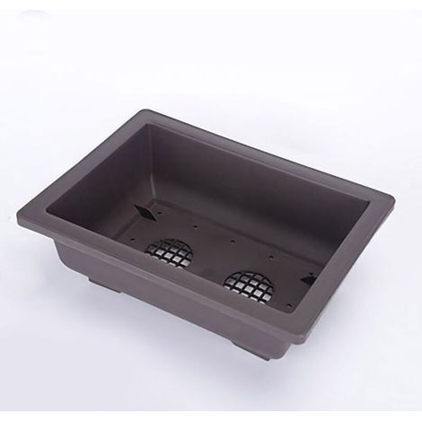 Pot en Plastique Imitation Zisha Rectangulaire Épaissi pour Succulentes et Graines de Lithops - Marron avec Plateau Optionnel Grand Modèle-KZQ (1/5)
