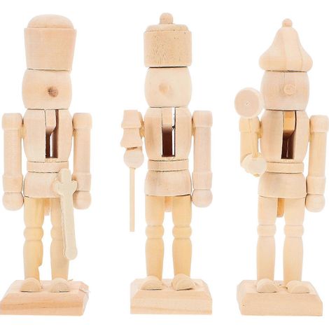 Soldats casse-noisettes en bois, jouet de Noël pour enfants, 12,80 x 3,50 x 3,00 cm, lot de 3 (1/5)