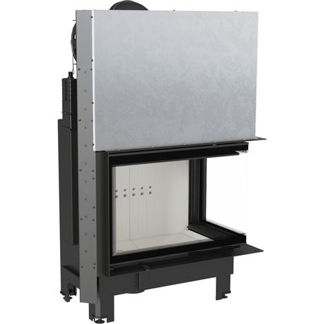 Kamineinsatz aus Stahl KRATKI MBA rechts 17 kW Ø 200 mit Schiebetür gebogenes Glas (1/5)