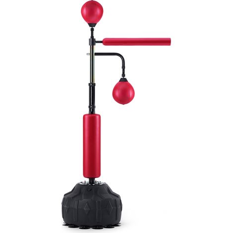 Mophorn Box-Speed-Trainer, Reflex-Boxsack mit Ständer, verstellbares freistehendes Schlagsack-Set mit Handschuhen, Workout-Speed-Bag für Jugendliche und Erwachsene, Training im Heim-Fitnessstudio, rot