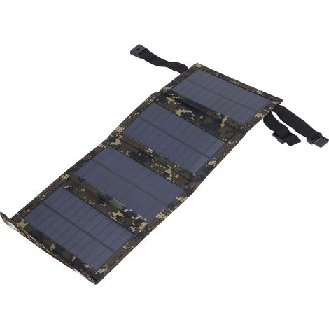 Kit de chargeur solaire pliable portable 10 W 5 V, étanche IP65, idéal pour le camping et la randonnée (camouflage). (1/5)