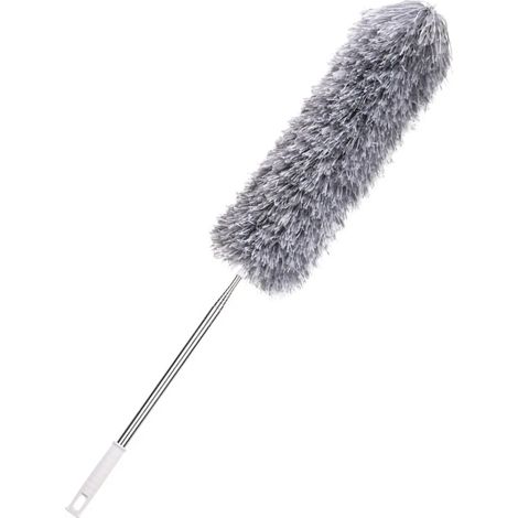 Plumeau télescopique 1 pièce avec accessoires en microfibre, manche en acier inoxydable extensible, lavable, très long pour le nettoyage des fenêtres et des radiateurs (2,8m) (1/5)