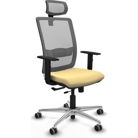 Chaise de bureau piqueras y crespo Haches crème aluminium maille (1/2)