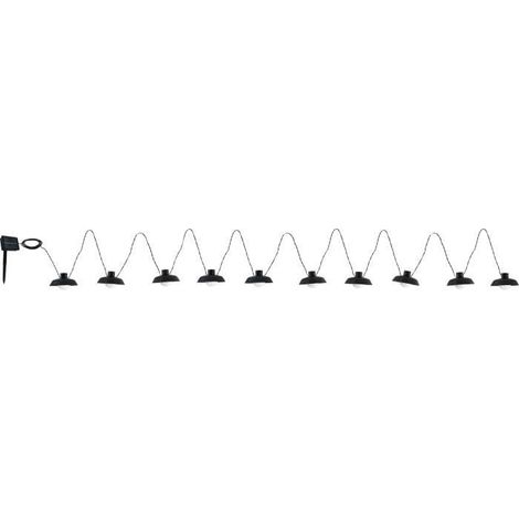 Solarlichterkette - Luna - 5 m - Schwarz - 10 Glühbirnen - 50 Lumen - Wiederaufladbar USB