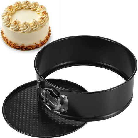Moule à Charnière 18 cm Rond, Petit Moule à Gâteau avec Revêtement Antiadhésif, Petits Moules à Gâteau à Fond Plat pour la Cuisson de Gâteaux, Noir (1/5)