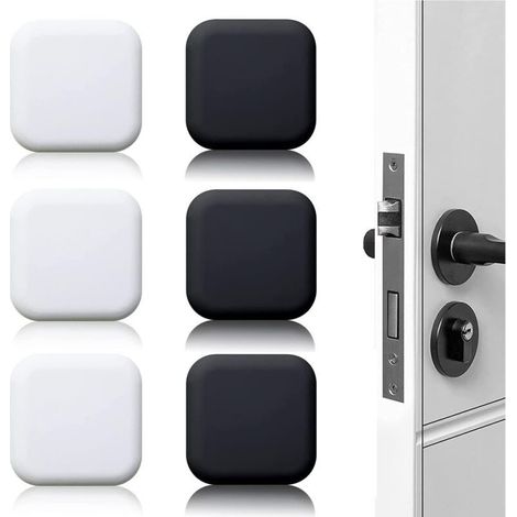Butoirs de porte muraux adhésifs – 6 pièces en caoutchouc noir et blanc, 45 mm, fixation forte sur surfaces lisses (1/4)