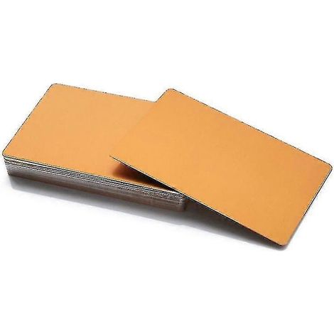 50 cartes de visite en métal (alliage d'aluminium) vierges pour gravure laser, personnalisables, 10 couleurs au choix.-86mm x 54mm x 0.2mm-Dark Gold (1/3)