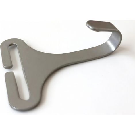 Gancho plano niquelado plateado para fijación de funda de asiento de coche (1/5)