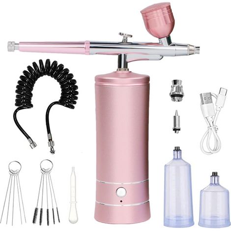 Kit aérographe avec compresseur, pistolet aérographe portatif automatique avec buse de 0,3 mm, rechargeable, pinceaux aérographes portables pour la peinture (1/5)