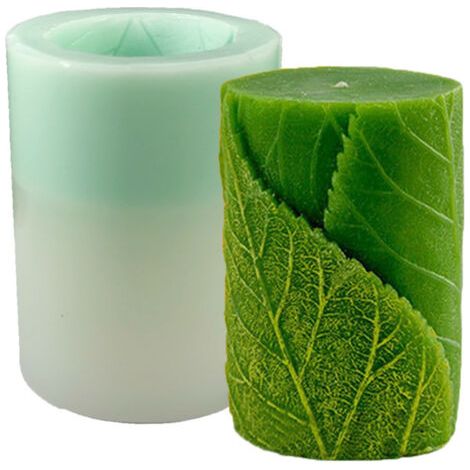 Stampi per candele in silicone, stampi 3D per candele cilindriche, stampi per candele in silicone a forma di foglia, stampi per candele fatti a mano per candele profumate, saponi e gelatine