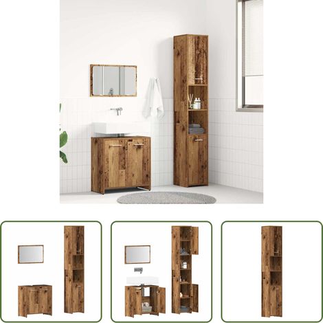 Holzwerkstoff - 3-tlg. Badmöbel-Set Altholz-Optik Holzwerkstoff (1/5)