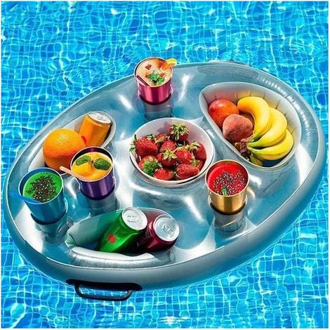 Aufblasbare Getränkehalter für Pools und Badewannen – schwimmende Tabletts sind das ideale Poolzubehör für den Sommer. (1/5)
