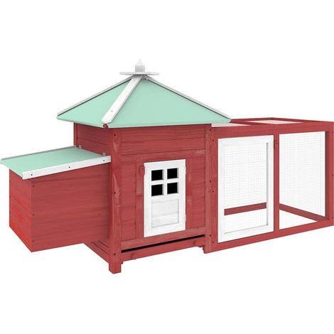 Maison Exclusive - Pollaio con Casetta Nidificazione Rosso 190x72x102 cm in Abete (1/5)