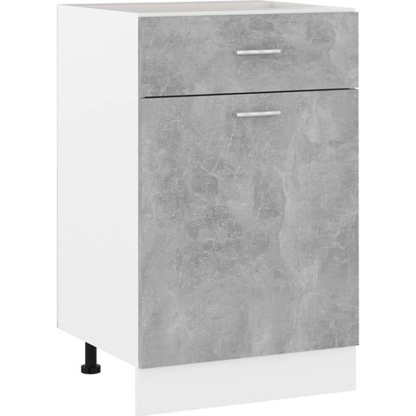 Armoire de plancher à tiroir, Armoire de cuisine, Elément bas de cuisine Gris béton 50x46x81,5 cm Aggloméré HYB57873 (1/5)