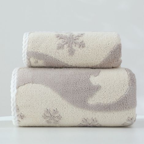 Serviette De Bain - 35x75 Cm Et 70x140 Cm - Polyester - Pour Salle De Bain - Lot De 2 (1/5)