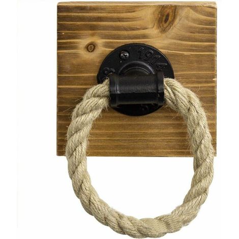 Anneau porte-serviettes mural en corde et bois, style rustique américain – DELKEVIC