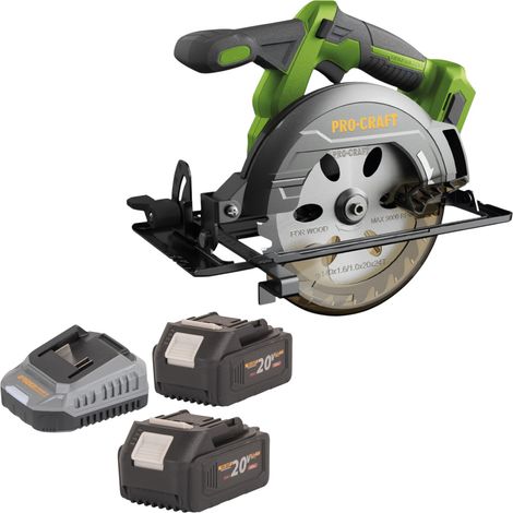 Sierra circular a batería Procraft PCA32-BB 20 V 165 mm sin escobillas + 2 baterías de 4,0 Ah + cargador