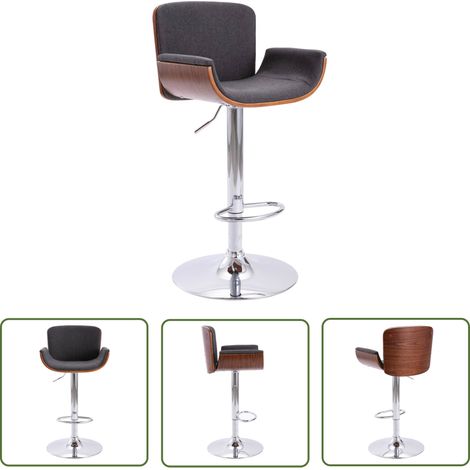 The Living Store Tabouret de bar Gris Tissu - Chaise De Bar - Tabouret De Comptoir - Chaise Contemporaine - Chaise Grise - Chaise Rembourrée (1/5)
