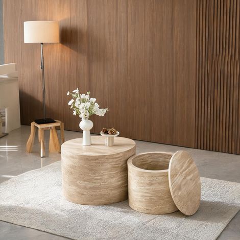 Table basse coloris bois en MDF 62,8 x 62,8 x 35 cm (1/5)