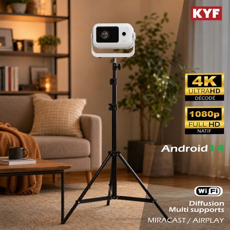 Vidéo projecteur Android 13 4K rétro et trepied téléscopique 210cm (1/5)