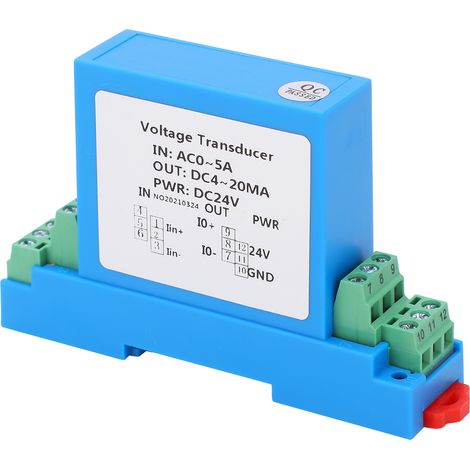 Transformateur de courant AC 0-5A, transmetteur de courant alternatif sortie 4-20mA DC, capteur de mesure pour contrôle de distribution électrique, envoi signal analogique, précision industrielle (1/5)