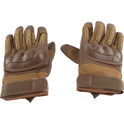 Gants moto articulations dures respirants bonne adhérence antidérapants doigts complets pour travaux forestiers industrie lourde marron M (1/5)