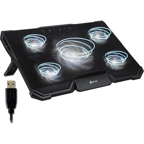 Cyclone Refroidisseur pour Ordinateur Portable - 5 Ventilateurs Silencieux Turbine à Flux Croisé Assurant Refroidissement Rapide Puissant, Compatible PC jusqu'à 17 Pouces, Léger, Robuste - Blanc (1/5)