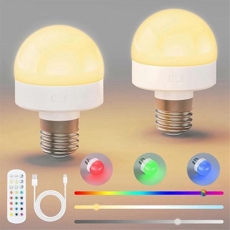 Ampoules rechargeables avec télécommande E26 à piles - FFY (1/4)