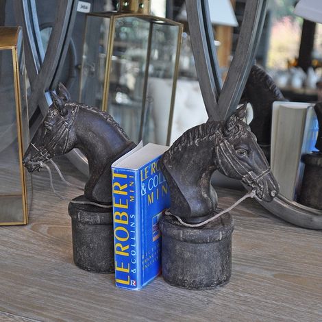 Serre-livres Tête de Cheval en Résine Marron (1/4)