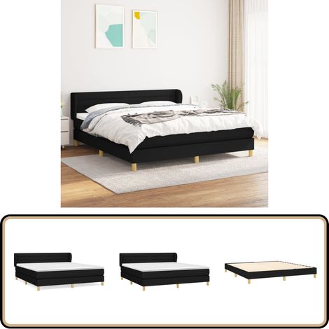 Boxspringbett mit Matratze Schwarz 160x200 cm Stoff - Boxspringbett - Doppelbett - Schlafsystem - Bettrahmen - Matratze