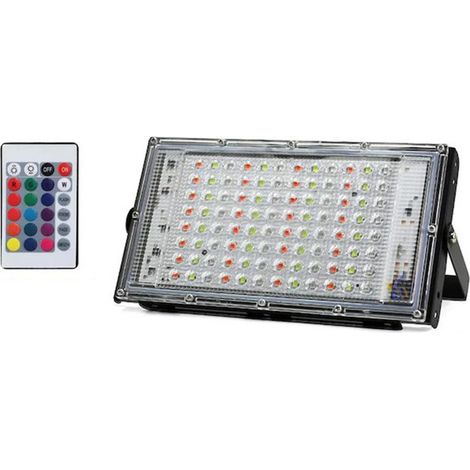 RGB-Projektor mit Fernbedienung, 50W LED, schwarzes Gehäuse, 220V, für den Außenbereich. (1/5)