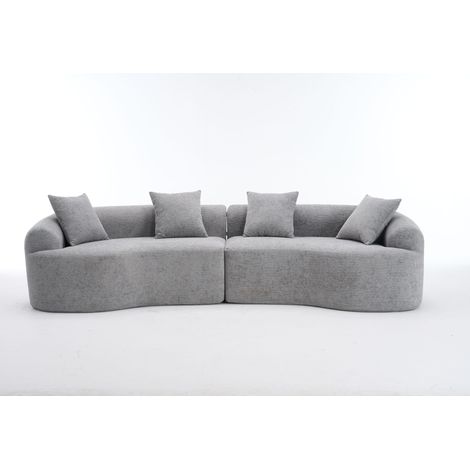 Canapé courbé 4 places – canapé modulable moderne en chenille, livré en carton, confortable et peu encombrant pour salon et appartement, aucun montage requis – Gris (1/5)