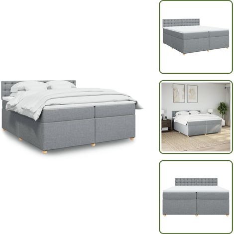 Sommier à lattes de lit avec matelas Gris clair 200x200cm Tissu - Sommier À Lattes De Lit - Sommiers À Lattes De Lit - Lit - Meuble De Chambre À Coucher (1/5)