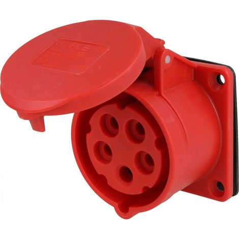 Prise apparente CEE droit 70x70 mm 400V 50-60Hz, 32A, 5pôles:6h, IP44