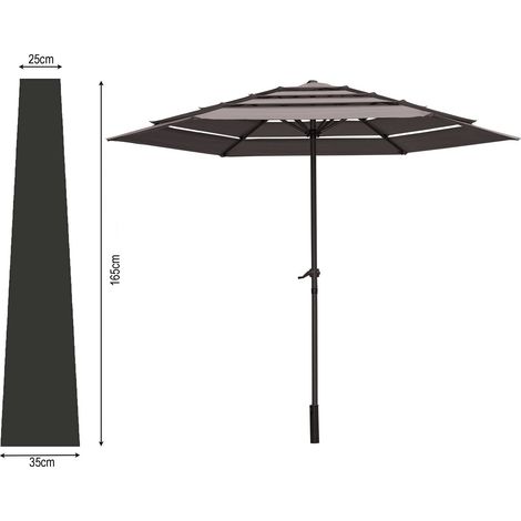 Schutzhülle Schwarz Länge 165cm für Sonnenschirme bis Ø 300cm Schutzhaube Abdeckplane