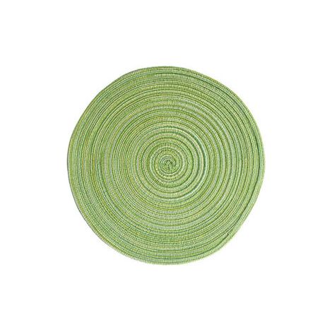 Un ensemble de 4 sets de table ronds, vert algue, de 38 cm de diamètre, pour la décoration de table.
