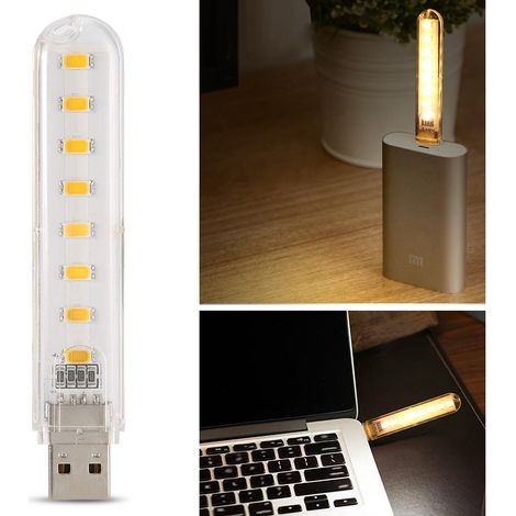 Lampe d'ordinateur LED pour éclairage nocturne, haute luminosité, lampe pour clavier USB, lampe pour clé USB, mini lampe de travail/d'étude portable. (1/5)