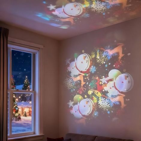 Lampe projecteur - Veilleuse projecteur - Flocon de neige de Noël - Veilleuse enfant rotative à 360° - Lampe LED décorative flocon de neige - Éclairage d'ambiance pour chambre et fêtes - Connexion san (1/5)