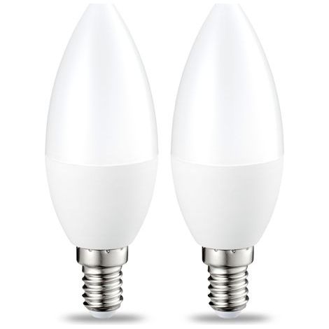 Lot de 2 petites ampoules LED en forme de flamme Culot Edison à vis E14 5 W (équivalent 40 W) Blanc chaud Intensité non variable (1/4)