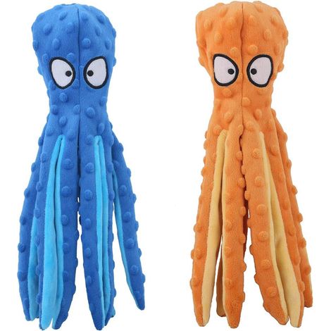 Stück quietschende Oktopus-Hundespielzeuge in Blau und Orange